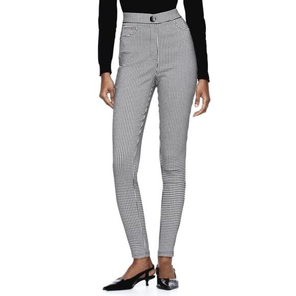Zara Houndstooth High Rise Skinny Dress Pant Legging Size Medium - Picture 5 of 16